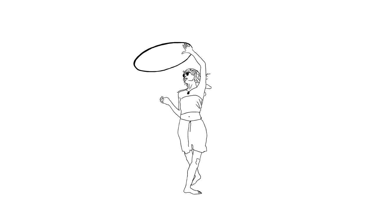 GIF drawing of girl hula hooping