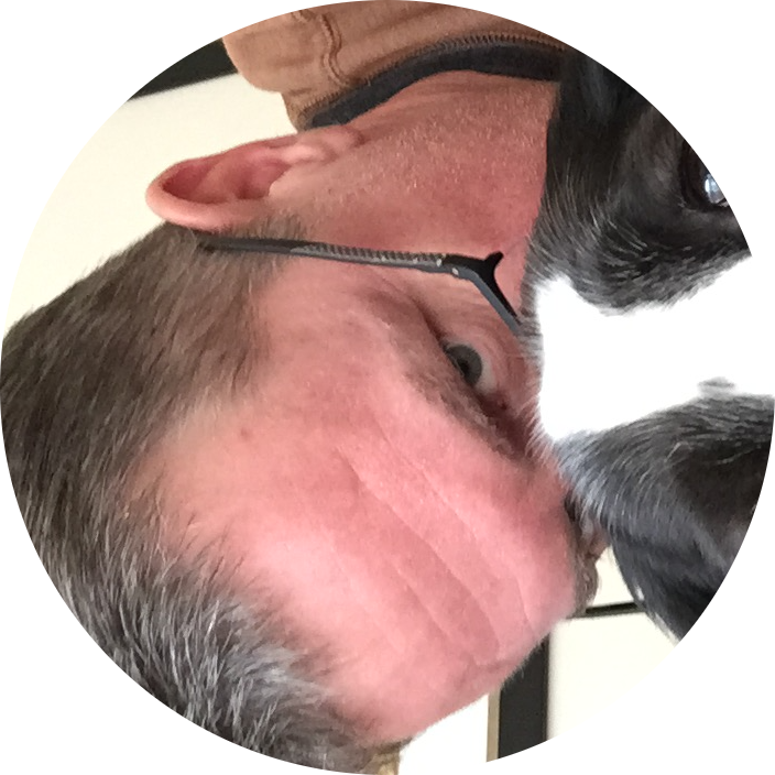 A selfie of man with his dog